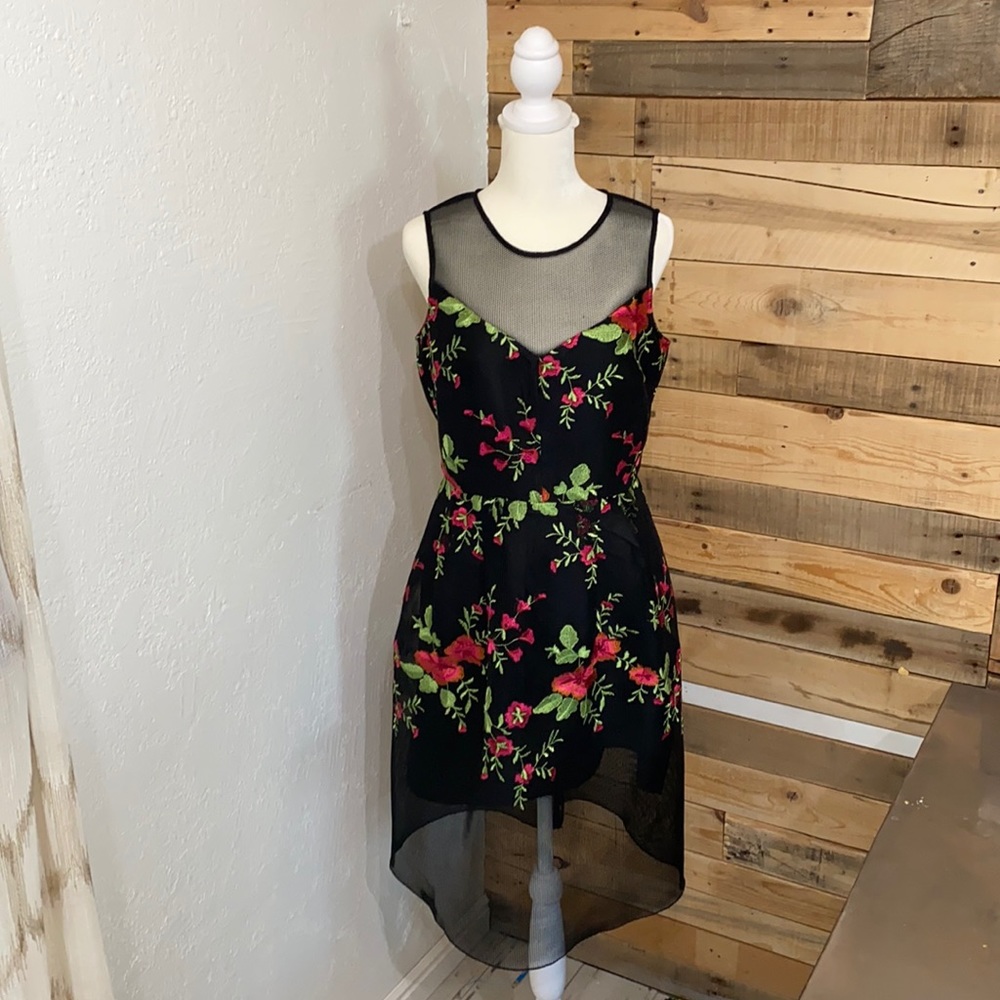 Black Embroidered Party Dress
